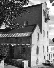 Black and White Image of the Entrance to Bath Brewery