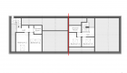 Image Illustrating first floor plan of barn conversion into two dwellings.