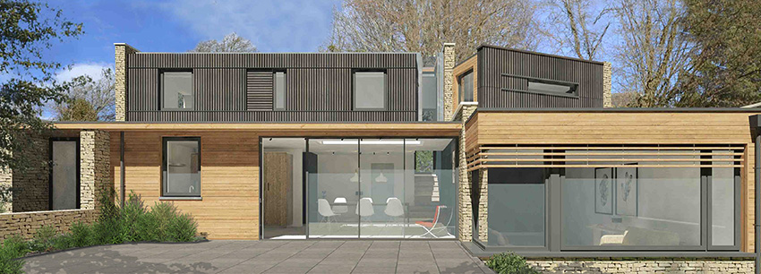 Image of contemporary new house, combe down, Bath