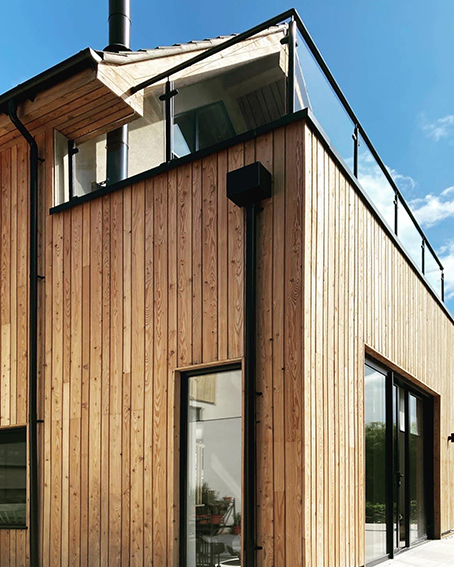corner new house timber cladding roof terrace