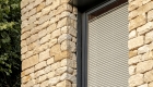 external window in drystone wall detail photo